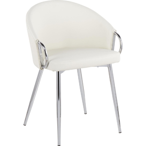 Claire Dining Chair in White Leatherette & Silver Metal